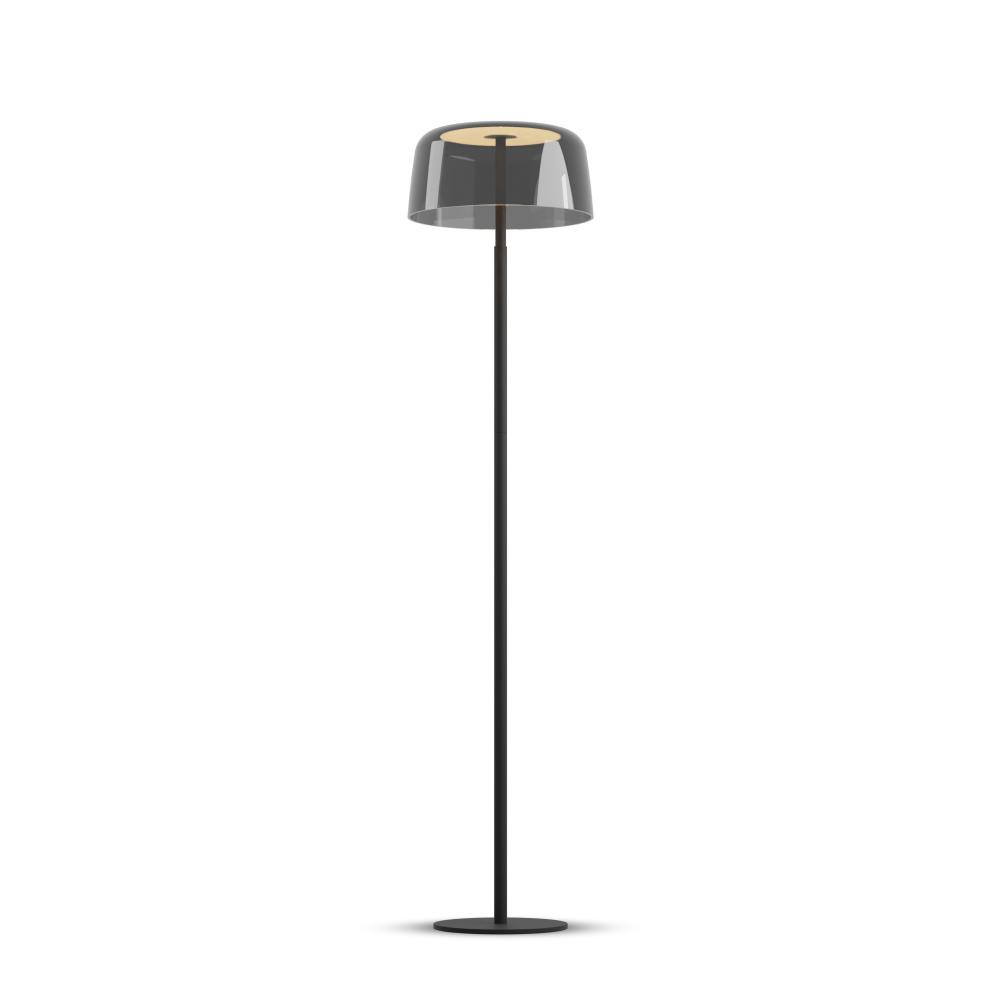 Yurei Floor Lamp (Matte Black) with 14" Acrylic Shade, Dark Gray